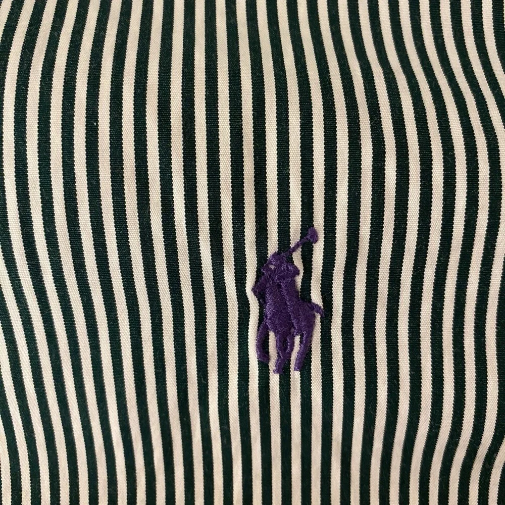 Polo Ralph Lauren Button Down Men's Large Green White Stripe Purple‎ Pony